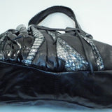 Chi Carlos Falchi Metallic Snakeskin Black Tote