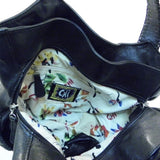 Chi Carlos Falchi Metallic Snakeskin Black Tote