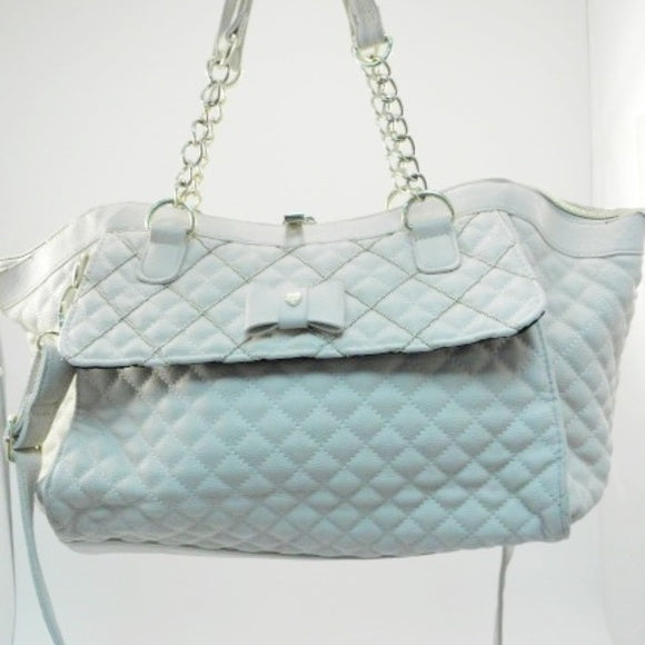 Betsey Johnson Diamond Quilted Large Cream Satchel