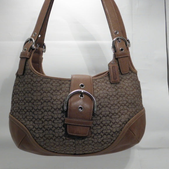 Coach Tan Khaki Signature Hobo Shoulder Handbag