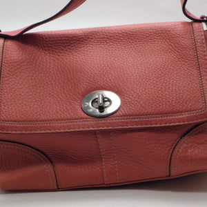 Coach Coral Red Pebble Leather Crossbody Handbag
