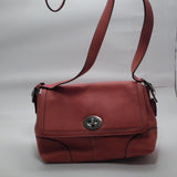 Coach Coral Red Pebble Leather Crossbody Handbag
