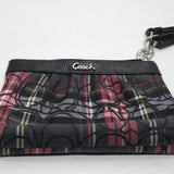 Coach Black/Red/White Plaid Canvas Wristlet