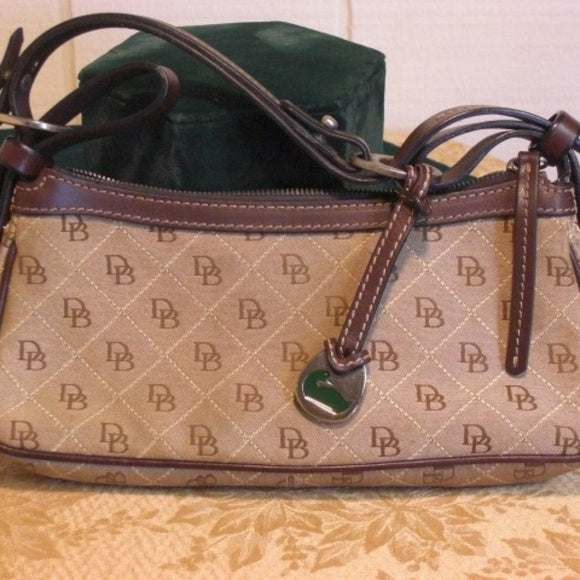 Buy the AUTHENTICATED Dooney and Bourke Dark Tan Leather Shoulder Bag