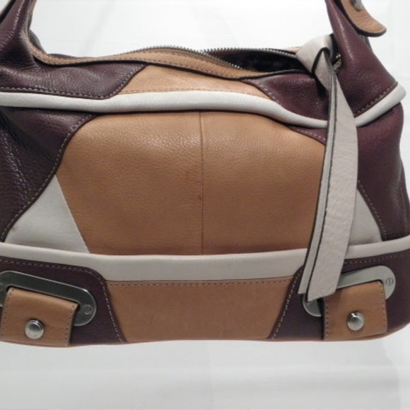 B. Makowsky Soft Tri-Tone Leather Shoulder Bag