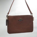 Coach Khaki/Brown Saddle Leather Wristlet