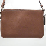 Coach Khaki/Brown Saddle Leather Wristlet