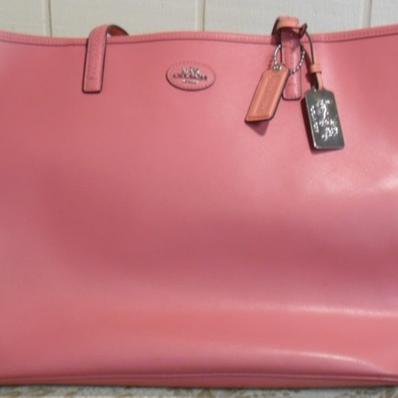 Coach Loganberry/Coral Leather Tote