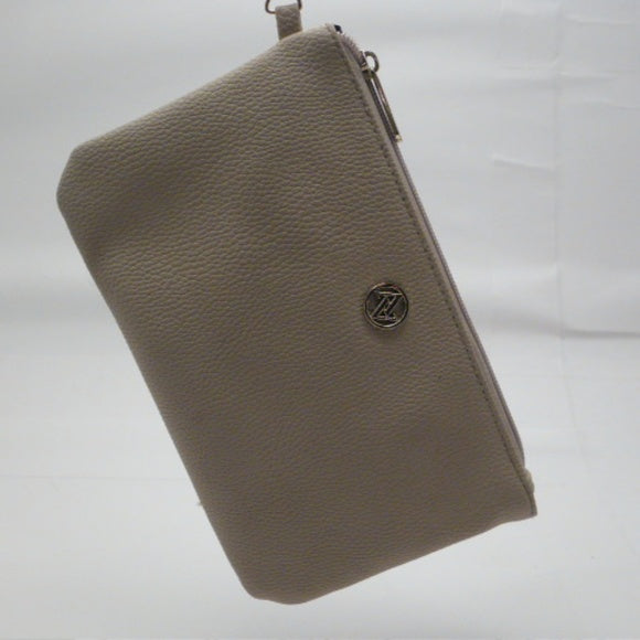 Adrienne Vittadini Beige Pebble Leather Wristlet