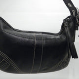 Coach Black Leather Top Zip Tassel Hobo