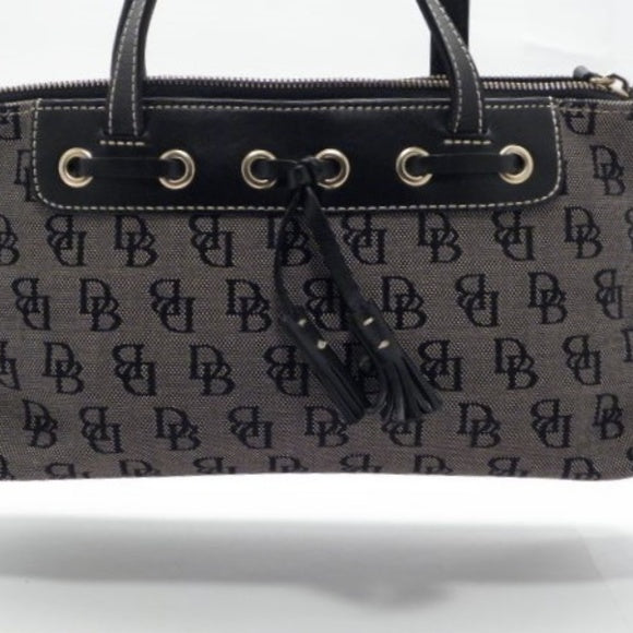 Dooney and Bourke Black and Grey Signature Shoulder Bag