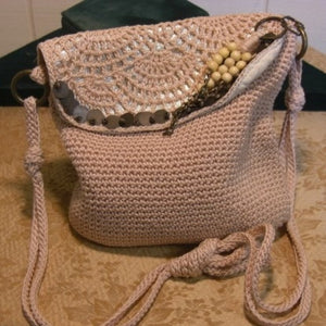 The Sak Crocheted Tan Crossbody Bag
