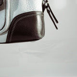 Coach Off-White and Brown Pebble Leather Satchel