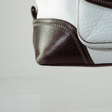 Coach Off-White and Brown Pebble Leather Satchel