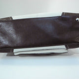 Coach Off-White and Brown Pebble Leather Satchel