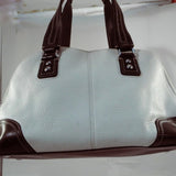 Coach Off-White and Brown Pebble Leather Satchel