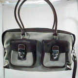 Dooney and Bourke Beige and Dark Brown Satchel