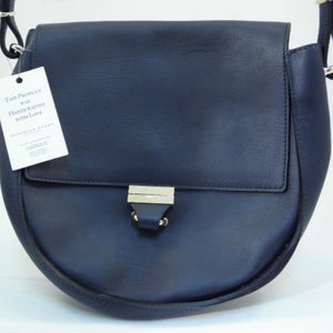 Danielle Sakry Navy Blue Leather Crossbody Bag