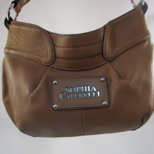 Sophia Caperelli Brown Pebble Leather Hobo Bag