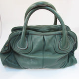 Presa Green Pebble Leather Shoulder Bag