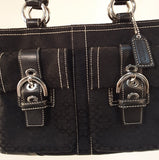 Coach Signature Black Shoulder Bag w/Front Pockets