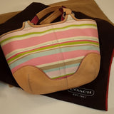 Coach Stripe Fabric Hampton Satchel Bag