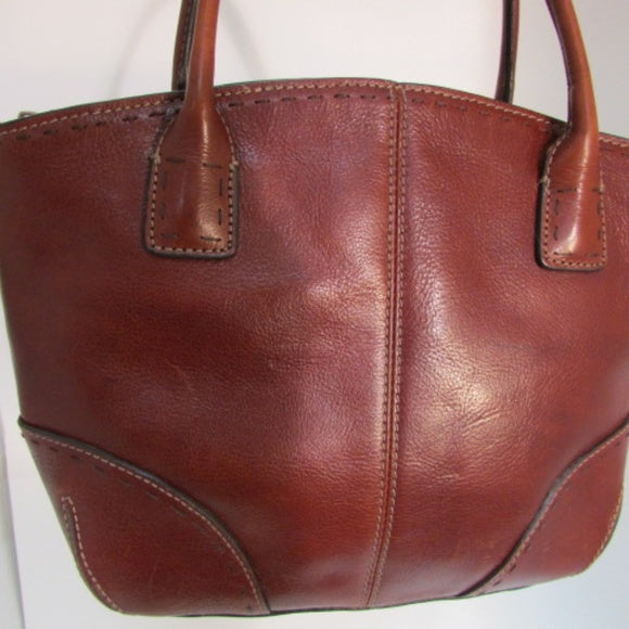 Fossil Brown Leather Dual Top Handle Shoulder Bag
