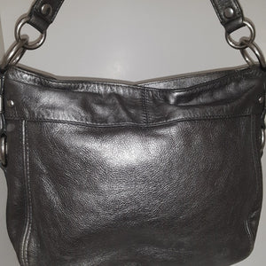 Coach Metallic Gray Leather Zoe Hobo Bag