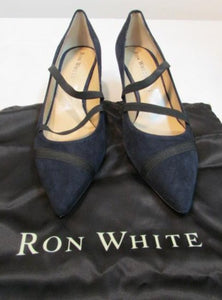 Ron White "Merlinda" French Navy Cashmere Suede Pump